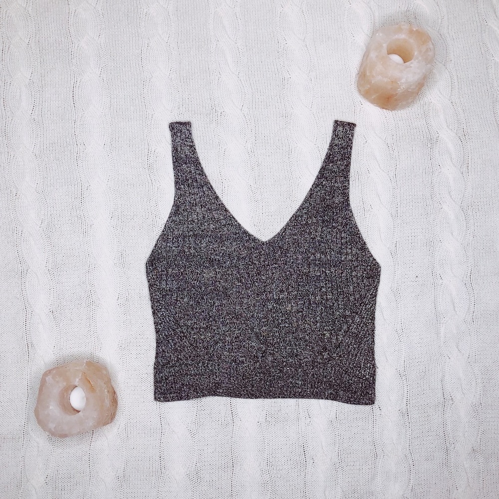 Forever 21 Silver Sparkly Cord Sweater Tank Top